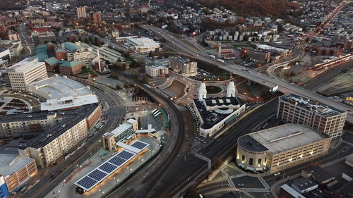 High angle view of traffic on road