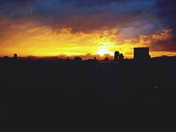 View of cityscape at sunset