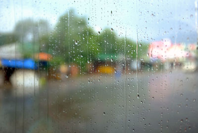 Close-up of water drops on glass