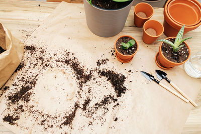 High angle view of food on table