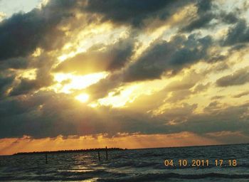 Scenic view of dramatic sky over sea