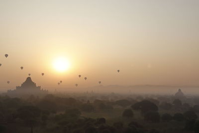 Scenic view of bagan during sunset