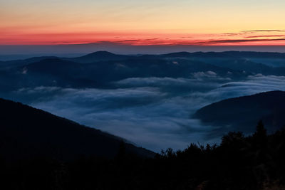 Scenic view of dramatic sky during sunset