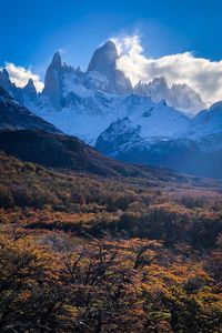 Snowcapped mountains against sky