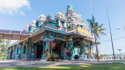 Low angle view of temple building against sky