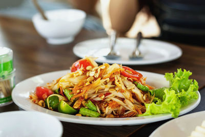 Close-up of meal served in plate