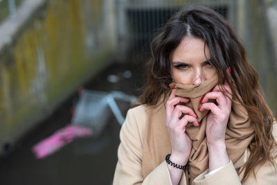 Portrait of beautiful woman outdoors