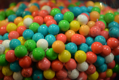 Close-up of multi colored gumballs