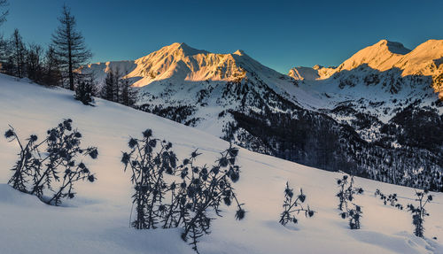 Lever de soleil sur le vallon de muretier, les orres, hautes alpes, france