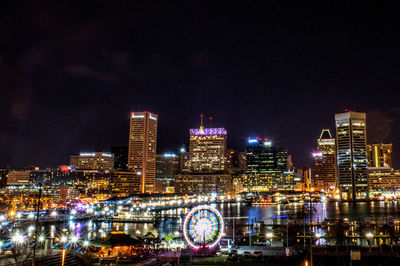 Illuminated city at night