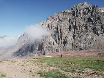 Scenic view of mountains against clear sky