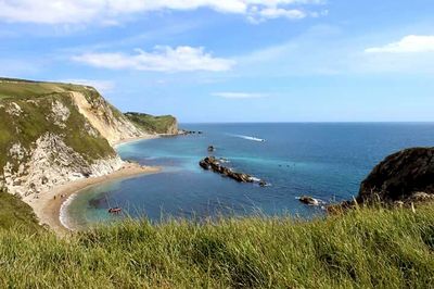 Scenic view of sea against cloudy sky