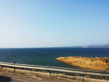 Scenic view of sea against clear sky