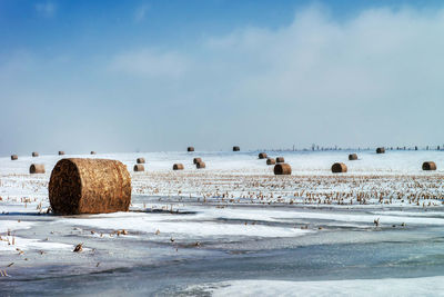 Scenic view of sea against sky during winter