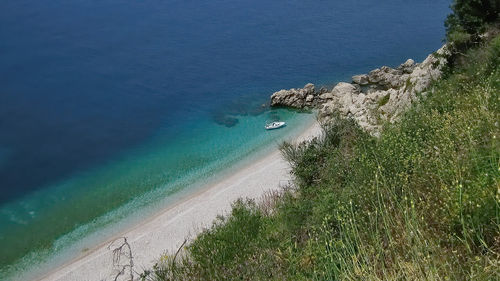 High angle view of beach