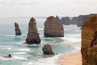 View of headlands in calm sea
