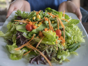 Close-up of hand holding vegetables