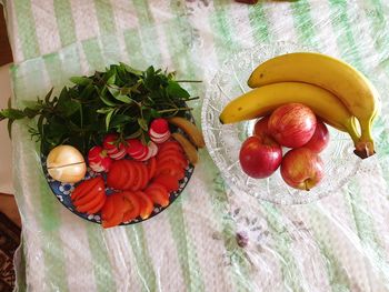 High angle view of fruits on table