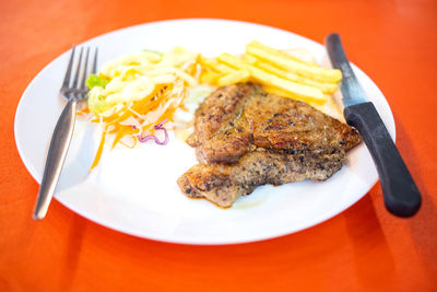 High angle view of meal served in plate