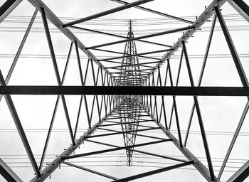 Low angle view of electricity pylon against sky