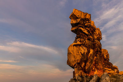 Sunset at the teufelsmauer, rock formation