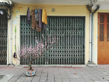 Clothes hanging on door