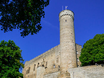 Low angle view of historic building against clear sky