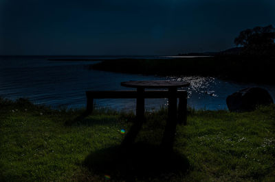 Scenic view of sea against sky at night