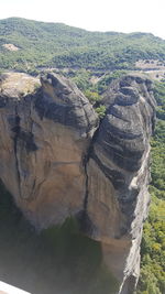 Aerial view of rock formations against sky