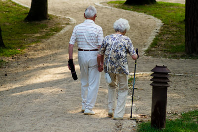 Senior couple walking together