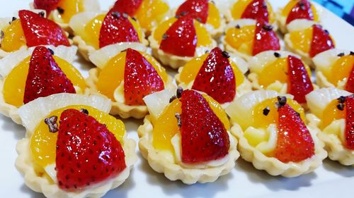 Close-up of strawberries in plate