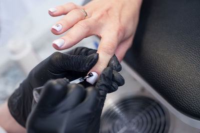 Close-up of hands working