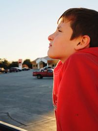 Close-up of boy looking away