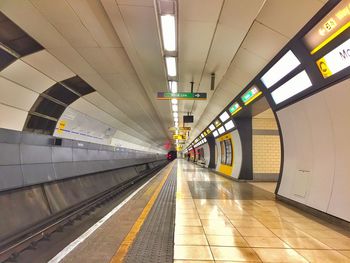 Illuminated subway station