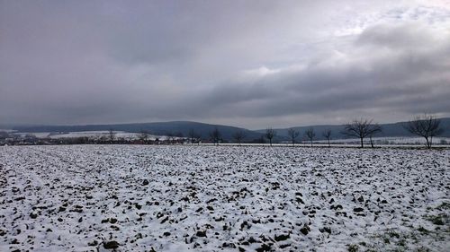 Scenic view of landscape against cloudy sky