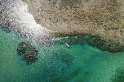 High angle view of swimming pool in sea