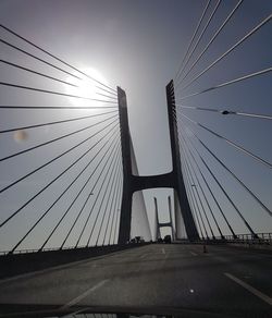 View of suspension bridge against sky