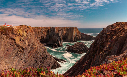 Coastal seascape over the portuguese cliff side coast