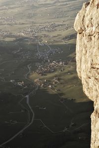 High angle view of land and sea