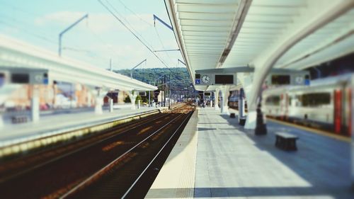 Train on railroad station platform