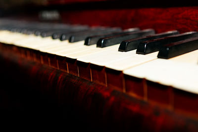 Ivory piano keys . old piano keyboard