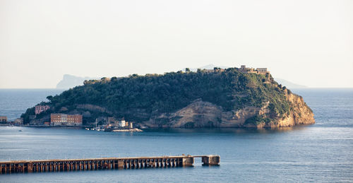 Scenic view of sea against clear sky