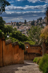 View of old town amidst trees and buildings