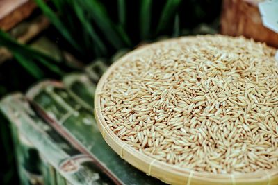 High angle view of noodles in container