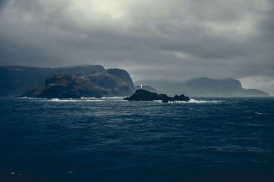 Scenic view of sea against cloudy sky