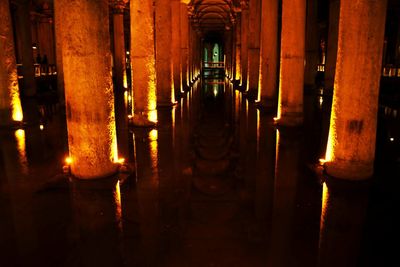 View of illuminated temple