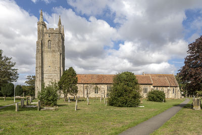 Exterior of historic building against sky