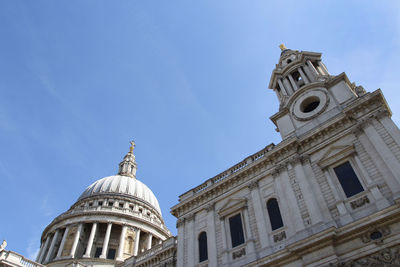 The dome of st paul's cathedral against blue clear sky, london, uk