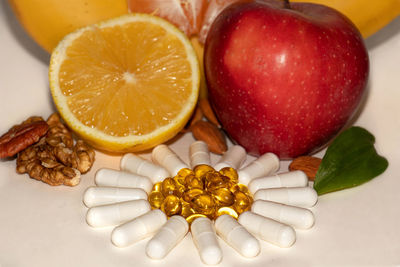 Directly above shot of fruits on table