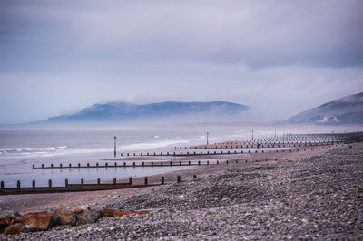 Scenic view of beach against sky